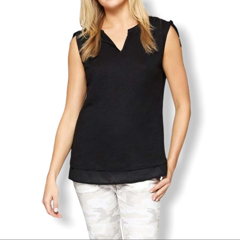 Sanctuary black tiered hem top medium